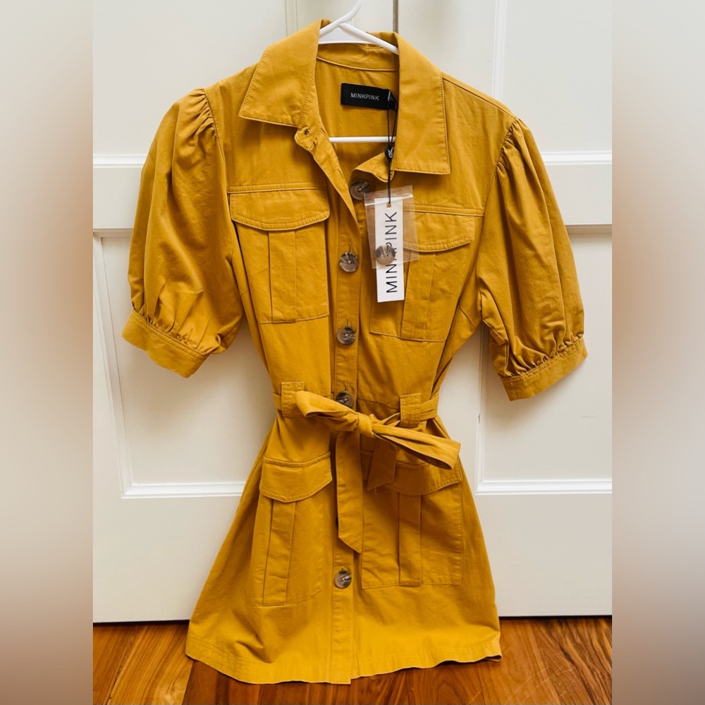 MINKPINK Golden Button-Up Dress